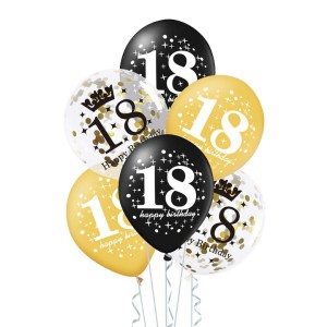 Zestaw balonów 18 urodziny z konfetti 12 cali 6szt