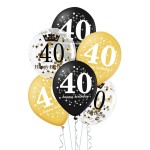 Zestaw balonów 40 urodziny z konfetti 12 cali 6 szt.