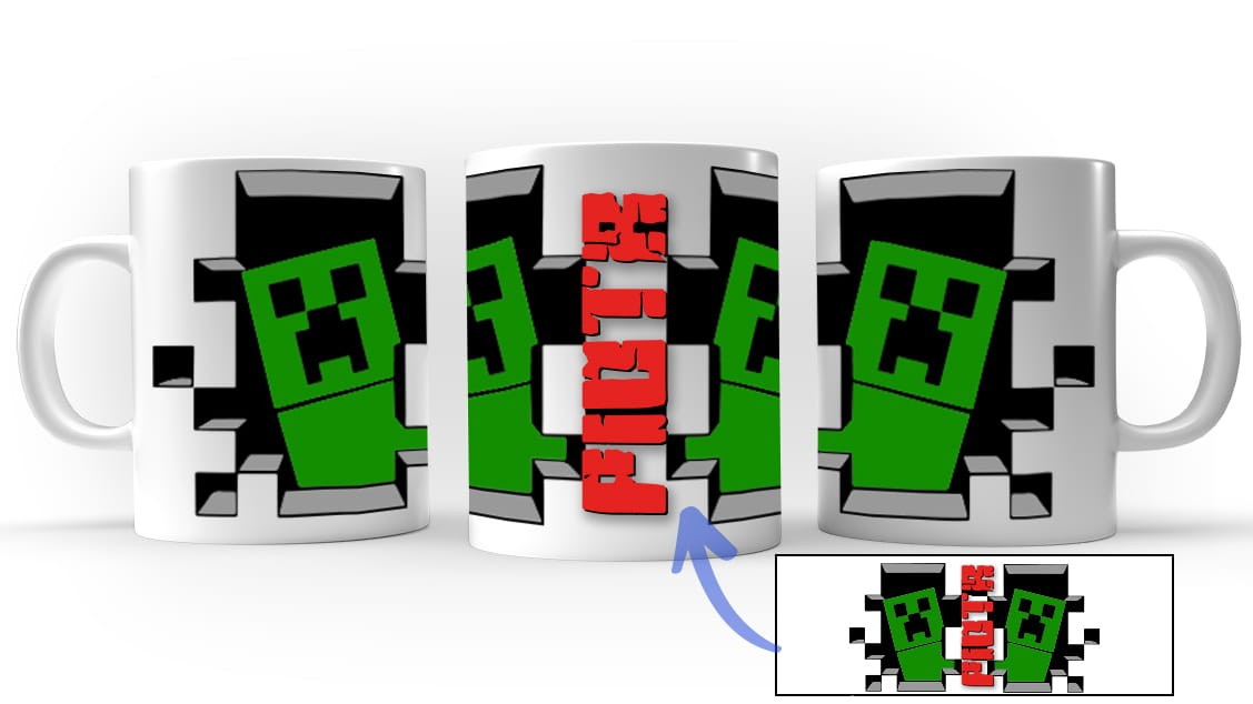 Kubek w stylu Minecraft Creeper + imię