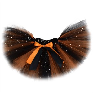 Spódniczka TUTU  na Halloween - czarny i pomarańczowy z cekinami