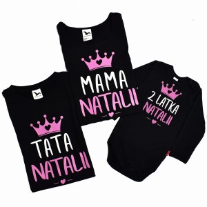 Zestaw koszulek 2 +1 mama, tata, córka - 2 LATKA imię