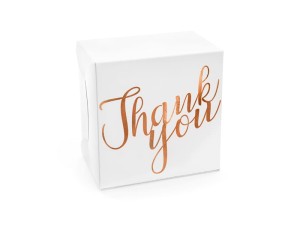 Ozdobne pudełka na ciasto - Thank you, różowe złoto, 14x8,5x14cm