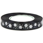 Wstążka satynowa czarna 12mm 23m ŚNIEŻYNKI święta