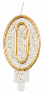 Świeczka urodzinowa Cyferka 0 złota, 6,5cm