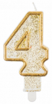Świeczka urodzinowa Cyferka 4 złota, 6,5cm