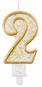Świeczka urodzinowa Cyferka 2 złota, 6,5cm