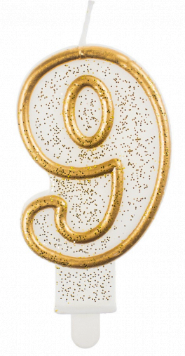 Świeczka urodzinowa Cyferka 9 złota, 6,5cm