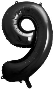 Balon foliowy Cyfra 9, 86cm, czarny XL