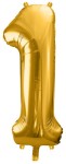 Balon foliowy Cyfra 1, 86cm, złoty XL