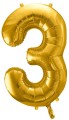 Balon foliowy Cyfra 3, 86cm, złoty XL