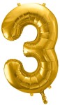 Balon foliowy Cyfra 3, 86cm, złoty XL