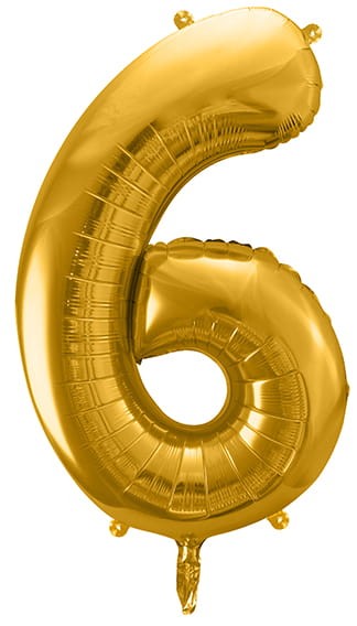 Balon foliowy Cyfra 6, 86cm, złoty XL