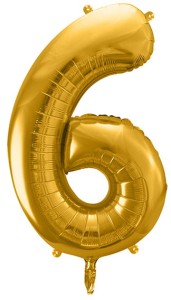 Balon foliowy Cyfra 6, 86cm, złoty XL