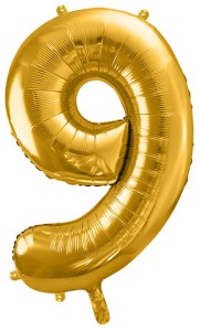 Balon foliowy Cyfra 9, 86cm, złoty XL