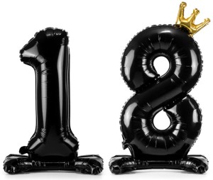 Stojący balon liczba 18 czarny 84 cm XL