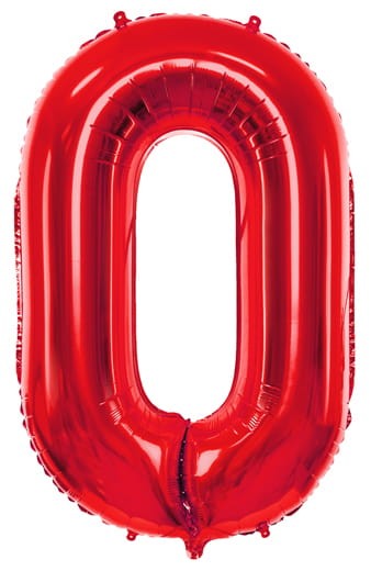 Balon foliowy Cyfra 0, 86cm, czerwony XL