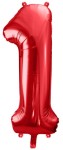 Balon foliowy Cyfra 1, 86cm, czerwony XL