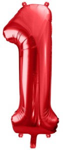 Balon foliowy Cyfra 1, 86cm, czerwony XL