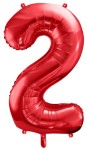 Balon foliowy Cyfra 2, 86cm, czerwony XL