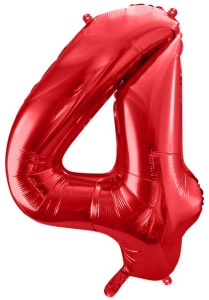 Balon foliowy Cyfra 4, 86cm, czerwony XL