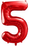 Balon foliowy Cyfra 5, 86cm, czerwony XL