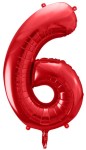 Balon foliowy Cyfra 6, 86cm, czerwony XL