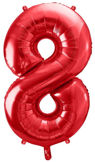 Balon foliowy Cyfra 8, 86cm, czerwony XL