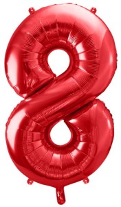Balon foliowy Cyfra 8, 86cm, czerwony XL