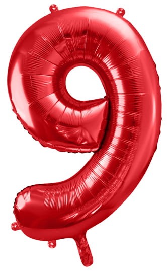 Balon foliowy Cyfra 9, 86cm, czerwony XL