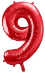 Balon foliowy Cyfra 9, 86cm, czerwony XL