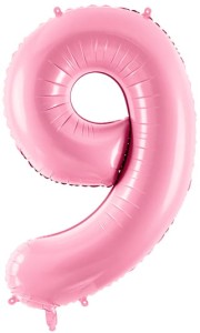 Balon foliowy Cyfra 9, 86cm, różowy XL