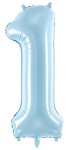 Balon foliowy Cyfra 1, 86cm, jasny niebieski XL