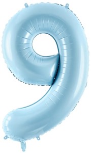 Balon foliowy Cyfra 9, 86cm, jasny niebieski XL