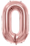 Balon foliowy Cyfra 0, 86cm, różowe złoto XL