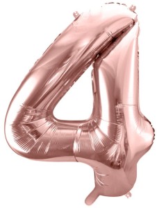 Balon foliowy Cyfra 4, 86cm, różowe złoto XL