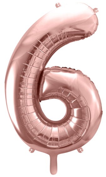 Balon foliowy Cyfra 6, 86cm, różowe złoto XL