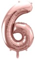Balon foliowy Cyfra 6, 86cm, różowe złoto XL