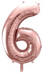 Balon foliowy Cyfra 6, 86cm, różowe złoto XL