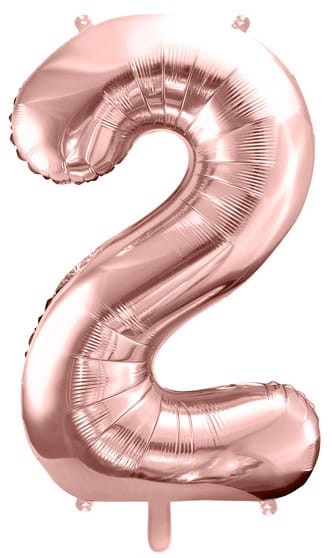 Balon foliowy Cyfra 2, 86cm, różowe złoto XL