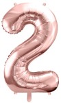 Balon foliowy Cyfra 2, 86cm, różowe złoto XL