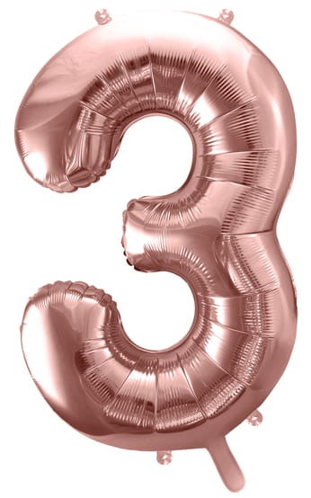 Balon foliowy Cyfra 3, 86cm, różowe złoto XL