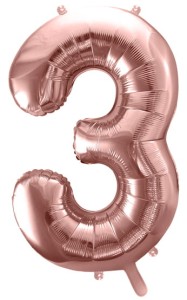 Balon foliowy Cyfra 3, 86cm, różowe złoto XL