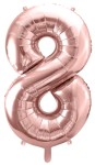 Balon foliowy Cyfra 8, 86cm, różowe złoto XL