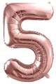 Balon foliowy Cyfra 5, 86cm, różowe złoto XL