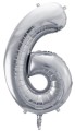 Balon foliowy Cyfra 6, 86cm, srebrny XL