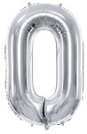 Balon foliowy Cyfra 0, 86cm, srebrny XL