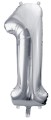 Balon foliowy Cyfra 1, 86cm, srebrny XL
