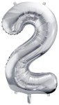 Balon foliowy Cyfra 2, 86cm, srebrny XL