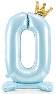 Stojący balon cyfra 0 błękit 84 cm XL
