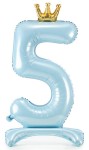 Stojący balon z koroną cyfra 5 błękit 84 cm XL